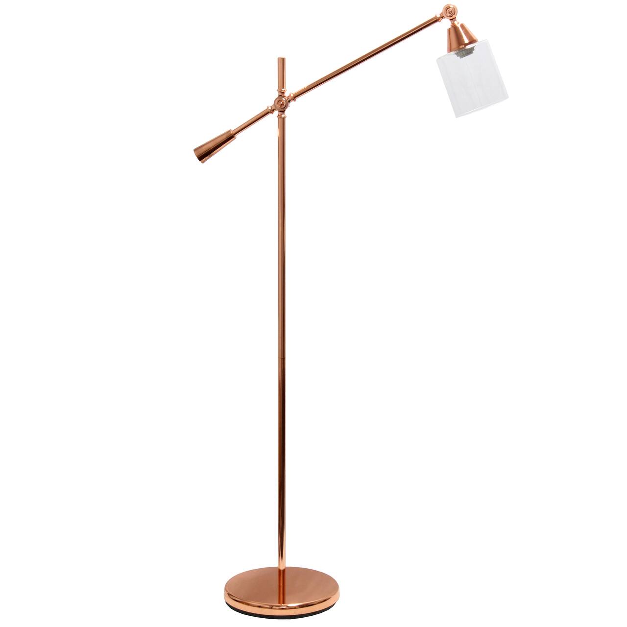Lalia Home 4.6ft. Swing Arm Floor Lamp with Glass Cylindrical Shade